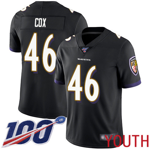 Baltimore Ravens Limited Black Youth Morgan Cox Alternate Jersey NFL Football #46 100th Season Vapor Untouchable->women nfl jersey->Women Jersey